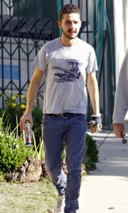 Shia LeBeouf walking with a can of Iced Tea with Ginseng and Honey outside his home in Los Angeles, California on the 27th January 2009