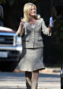 Amy Poehler at the filming set of Public Service