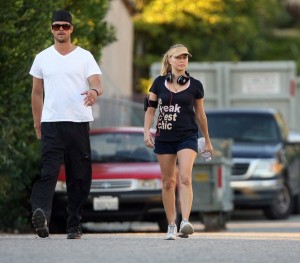 Fergie and Josh Duhamel spotted walking near their home in Brentwood, Los Angeles on Saturday afternoon, 30th January 2009