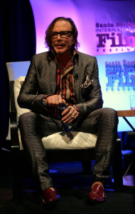 Mickey Rourke receives the American Riviera Award during a red carpet event at the Arlington Theatre in Santa Barbara  California