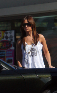 Ashley Tisdale at a local gas station in Los Angeles, California