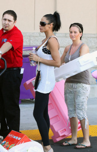 Katie Price and sister Sophie shop at Babies R Us in Los Angeles on 3rd of February 2009