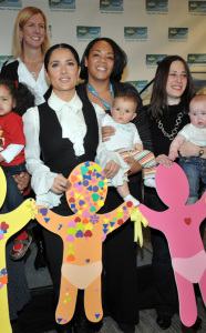 Salma Hayek launching the One Pack equals One Vaccine campaign on February 5th 2009