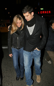 Jennifer Aniston and John Mayer leaving La Esquina after sharing a romantic dinner