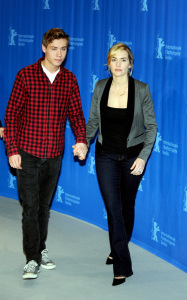 Kate Winslet arrives with David Kross