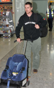 Christian Bale at Londons Heathrow International Airport