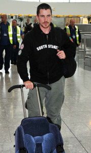 Christian Bale at Londons Heathrow International Airport