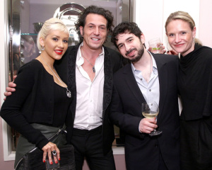 Christina Aguilera together with her husband Jordan Bratman  Stephen Webster  and Carrie Niese at a jewelery cocktail party for Garrard brand in Beverly Hills on February 5th 2009