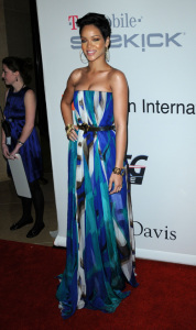 Rihanna arrives at the Grammy Salute To Icons Clive Davis party