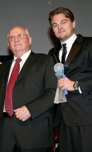 Leonardo DiCaprio and Mikhail Gorbachev at the 8th Annual Cinema for Peace gala