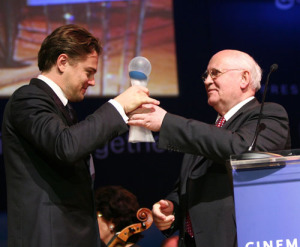 Leonardo DiCaprio and Mikhail Gorbachev at the 8th Annual Cinema for Peace gala