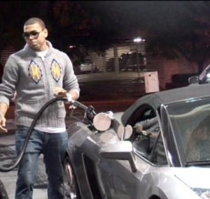 Chris Brown and Rihanna at Franklin and Gower gas station in Los Angeles California minutes before the abuse incident that left Rihanna injured 1