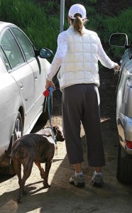 Jessica Biel spotted walking her dog