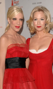 Jennie Garth with Tori Spelling attend the Heart Truth's Red Dress Collection fashion show