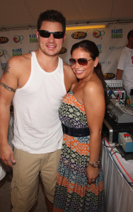 Nick Lachey and Carolina Bermudez at the Z100's Party Plane with OP