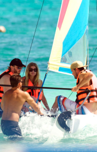 Fergie and Josh Duhamel at a vacational trip on a sailboat