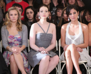 Kristen Bell with Michelle Trachtenberg and Jessica Stroup at the Jill Stuart Fall 2009 fashion show