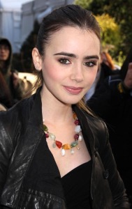 Lily Collins attends the Mercedes Benz Fashion Week in New York City on February 13th 2009