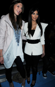 Kim Kardashian with Milla Jovovich at the Y-3 Autumn-Winter 2009 Fashion Show on February 15th 2009