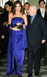 Carla Bruni Sarkozy and Pierre Berge at the Paris Fashion Dinner for AIDS