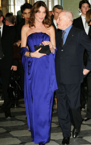 Carla Bruni Sarkozy and Pierre Berge at the Paris Fashion Dinner for AIDS