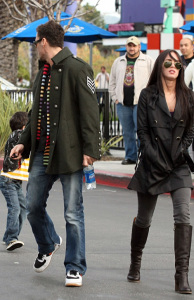 Megan Fox her fiance Brian Austin Green and his son Kassius Green at Daphnes Greek Cafe at the Empire Center in Burbank California on February 15th 2009 2