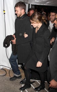 Justin Timberlake and Jessica Biel arrive at the Fashion Week tents at Bryant Park in New York City tonight after Justin William Rast show on the 16th of February 2009 5