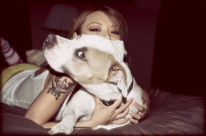 tila tequila playing with her dog