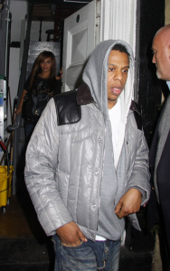 Jay Z arrives with beyonce to the Spotted Pig restaurant in the west village manhattan on March 13th 2009 to celebrate Rihanna birthday