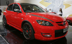 Mazda Mazda 3 speed3 sports special edition black rims red paint job with black sports stripes