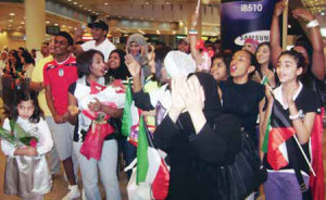 Noura Ameiry arrives at the kuwaiti airport t