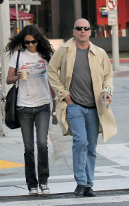 Emma Heming with Bruce Willis pick up coffee at Starbucks at Robertson Boulevard in Los Angeles California on March 21st 2008