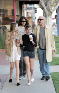 Emma Heming with Bruce Willis and his daughter Tallulah Belle Willis pick up coffee at Starbucks at Robertson Boulevard in Los Angeles California on March 21st 2008 6