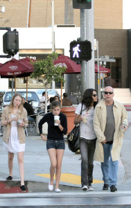 Emma Heming with Bruce Willis and his daughter Tallulah Belle Willis pick up coffee at Starbucks at Robertson Boulevard in Los Angeles California on March 21st 2008 1