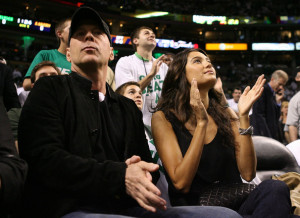 Emma Heming and Bruce Willis at the 2008 NBA Finals between the Los Angeles Lakers and the Boston Celtics on June 5th 2008 at TD Banknorth Garden in Boston Massachusetts 2