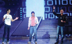 The three nominees, Yahia from Jordan, Mohamed Serag from Egypt, and Nazem from Lebanon singing at the Sixth Prime of LBC Star Academy season six on March 27th 2009