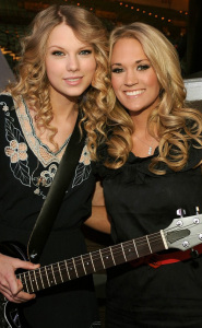 Taylor Swift with Carrie Underwood at the 44th annual country music awards on April 5th 2009