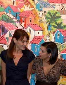 First Lady of France Carla Bruni Sarkozy with First Lady of State of Rio de Janeiro Adriana Cabral visit to the Child Hope project Pavaozinho community in Rio on December 23rd 2008 3