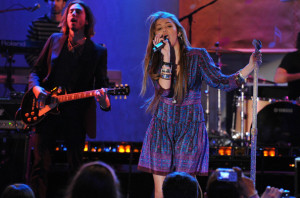 Miley Cyrus performs at ABC Good Morning America at the Hard Rock Cafe on April 8th 2009 in New York City