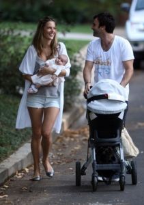 Alessandra Ambrosio first pictures of baby daughter Anja Louise with her husband Jamie Mazur in front of their home in California on October 30th 2008 1