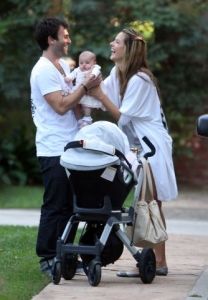 Alessandra Ambrosio first pictures of baby daughter Anja Louise with her husband Jamie Mazur in front of their home in California on October 30th 2008