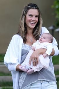 Alessandra Ambrosio first pictures of baby daughter Anja Louise in front of their home in California on October 30th 2008