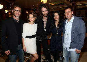 Courteney Cox with Guy Pearce, Keri Russell, and Russell Brand at the Los Angeles premiere of Disney Bedtime Stories