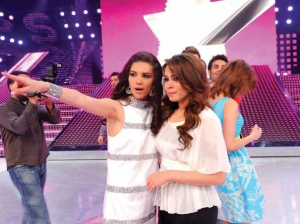 Aya and Lara Scandar on stage of staracademy6 on May 8th 2009 at the LBC Star Academy 12th prime