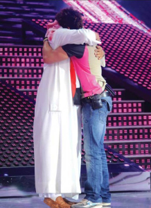 Ibrahim welcomes his father at the LBC Star Academy 10th prime on April 24th 2009