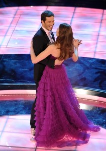 Alessia Piovan and Paul Sculfor hosting the 59th Sanremo Italian Music Festival of 2009