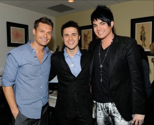 desktop wallpaper photo of Adam Lambert, Kris Allen, and Ryan Seacrest backstage of American Idol season8 on May 19th 2009