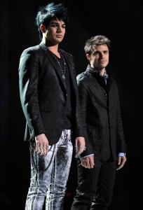 The final top two contestants Adam Lambert and Kris Allen at the American Idol stage on May 19th 2009