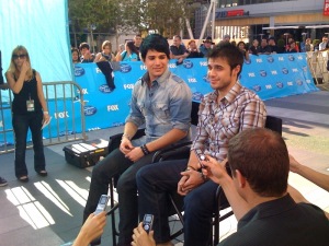 photos of Adam Lambert and Kris Allen during the press Conference Outside Nokia Theater on May 18th 2009