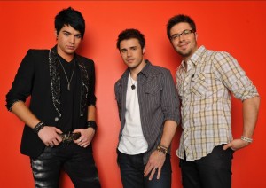 Photo shoots of Adam Lambert with Danny Gokey and Kris Allen, the three top contestants of American Idol season 8